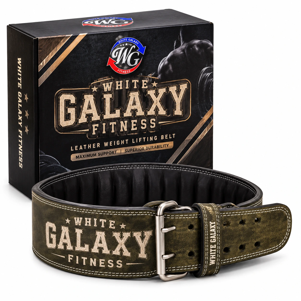 Leather Split Weightlifting Belt Image 3