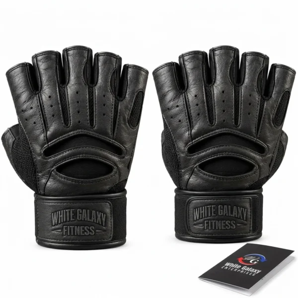 Power Grip Leather Fitness Gloves