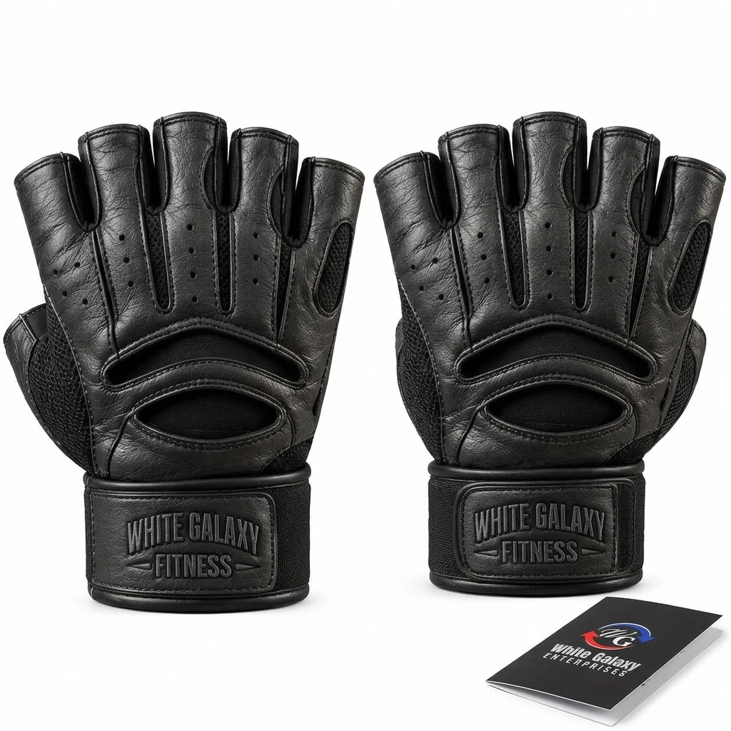 Power Grip Leather Fitness Gloves